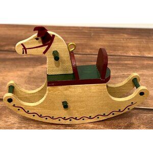 1987 HALLMARK KEEPSAKE ORNAMENT QX468-9 NOSTALGIC ROCKER ROCKING HORSE FELT WOOD